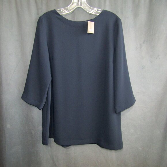 J Jill Wearever Easy Care Navy Blue Knit Tunic 3/4 Sleeve Top Size S New Tag - Picture 9 of 9